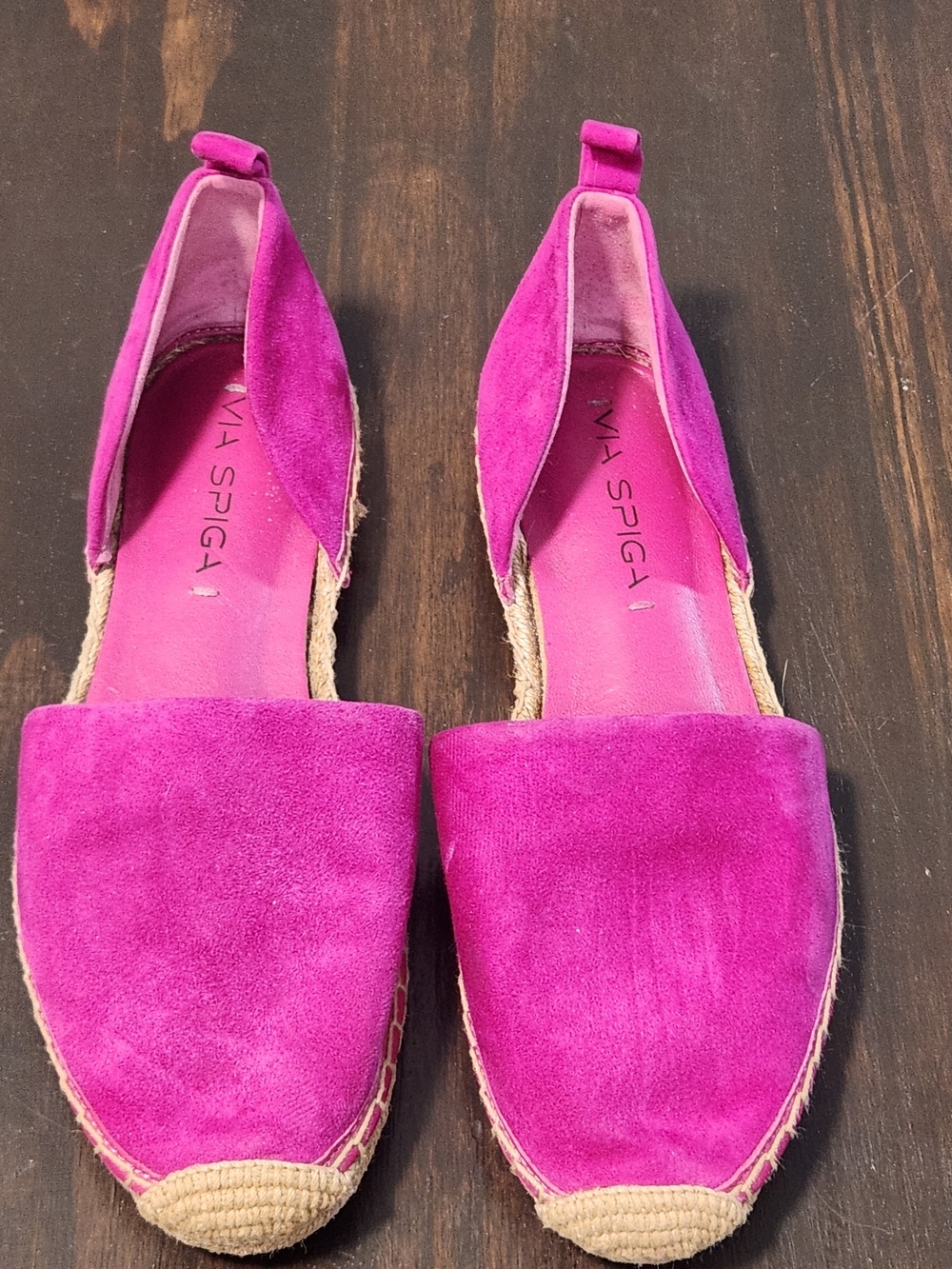 Via Spiga Brisa d'Orsay Espadrilles Womens 6.5 Hot Pink Suede Flats Shoes - Picture 2 of 12